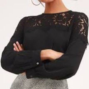 Lulus Picture This Black Long Sleeve Lace Top 956